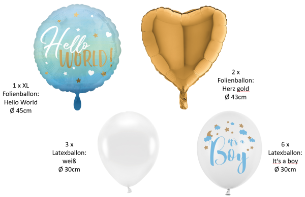 Geburt - SET - Junge: Hello World - 12 Stk.